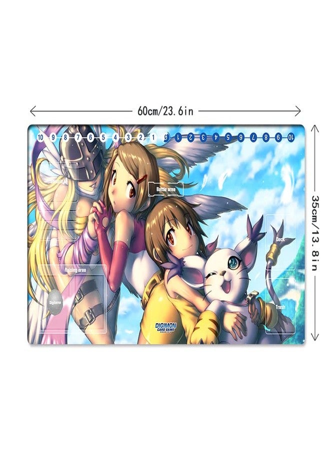 Mlikemat New Mlikemat DTCG Playmat Digimon Angewomon Yagami Hikari Tailmon Trading Card Game Mat Pad + Free Bag - Image 2
